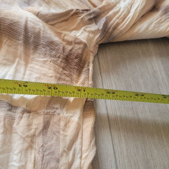 Talbots Plus 1X Beige Plaid Button Front Top Womens Long Sleeve Lightweight Blou - Picture 8 of 8